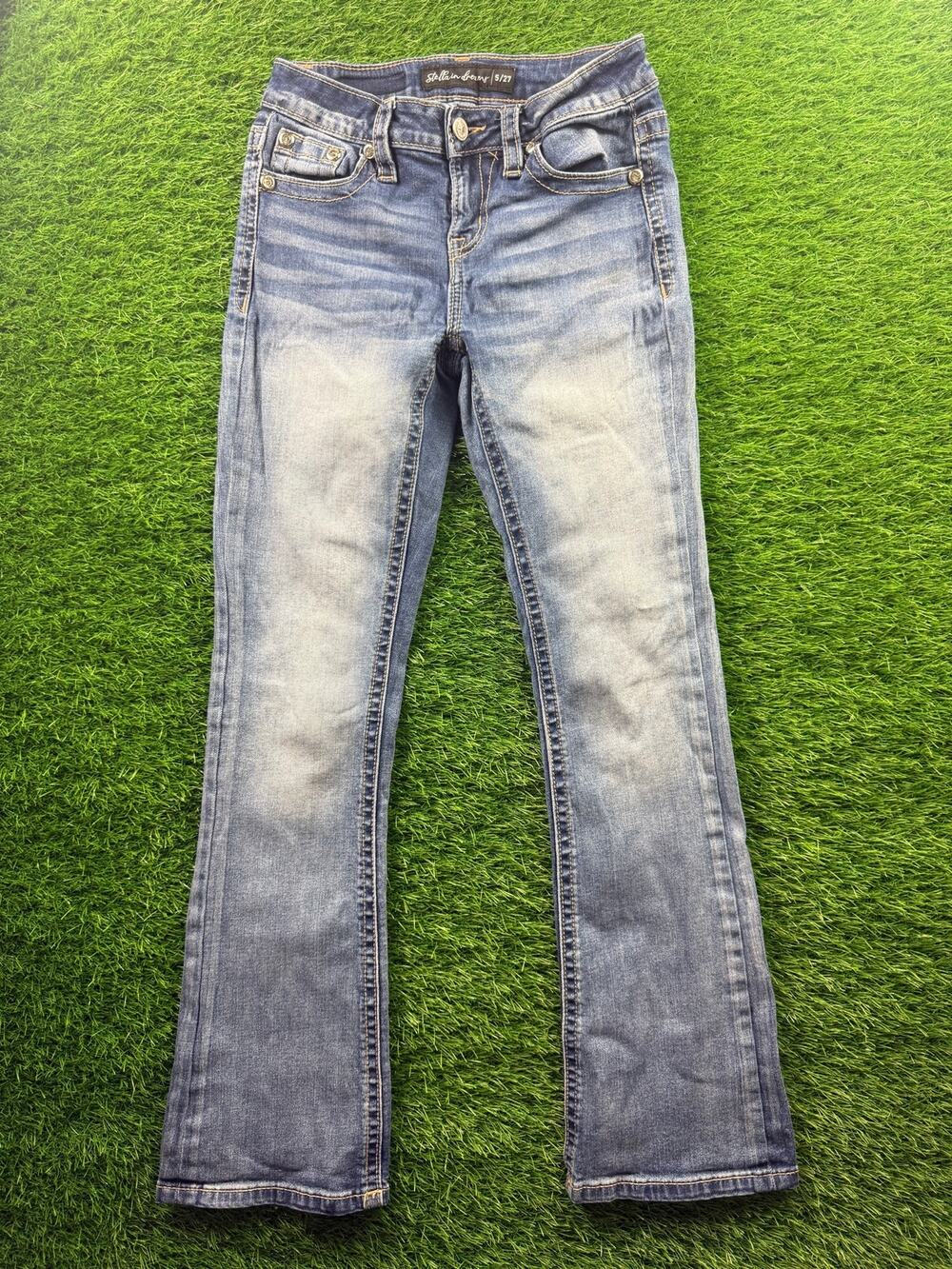 Stella In Dreams Jean Women 5/27 Blue Bootcut Embellished Rhinestone Y2K McBling